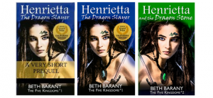 3 books so far in The Kingdoms Series about Henrietta The Dragon Slayer