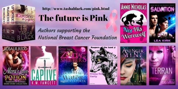 The future is pink. Authors supporting the National Breast Cancer Foundation.