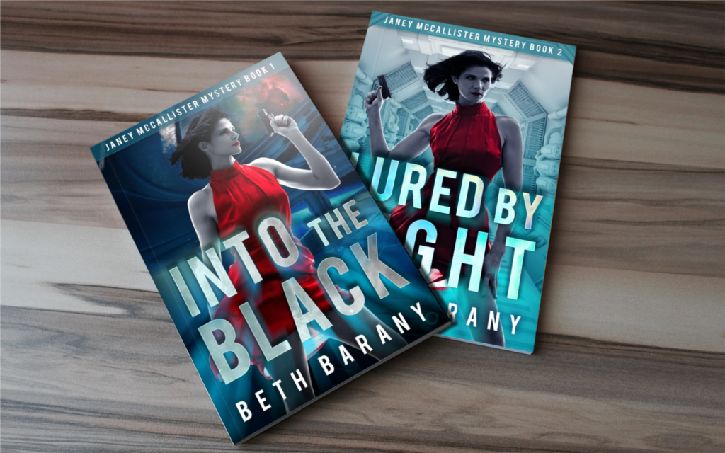 image of book covers for Into the Black and Lured By Light